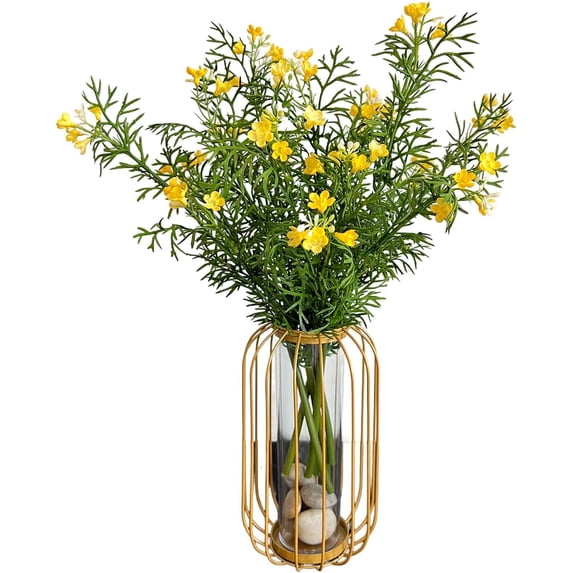6pcs Artificial DIY Silk Daisies Plastic Flowers UV Resistant Greenery Shrubs Plants for Indoor Outdoor Home Decoration Wedding Christmas Party (Blue),Yellow