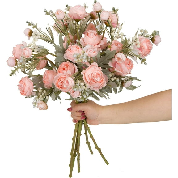6pcs Artificial Flower Persian Buttercup,22 Inch Long Stem Faux Ranunculus Asiaticus Stem with 6 Blooms,Silk Flowers for Home Décor Centerpiece Wedding Bouquet,Light Pink