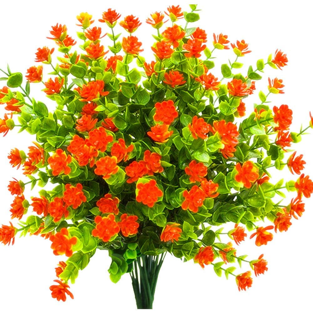 6pcs Artificial Flowers, UV Resistant Plants Faux Plastic Greenery