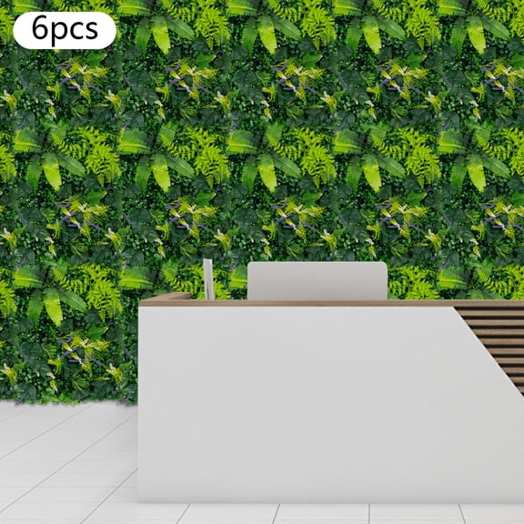 6pcs Artificial Grass Wall Panels Greenery Backdrop 60 x 40 cm Boxwood Fern Green Flower Hedge Panel Greenery Grass Wall Decor Privacy Screen Wall Backdrop