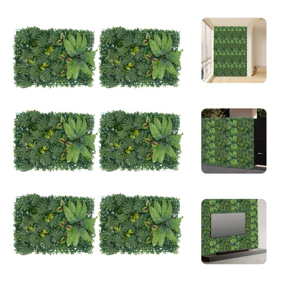 6pcs Artificial Greenery Wall Backdrop Decor Privacy Hedge Grass Fence Panels