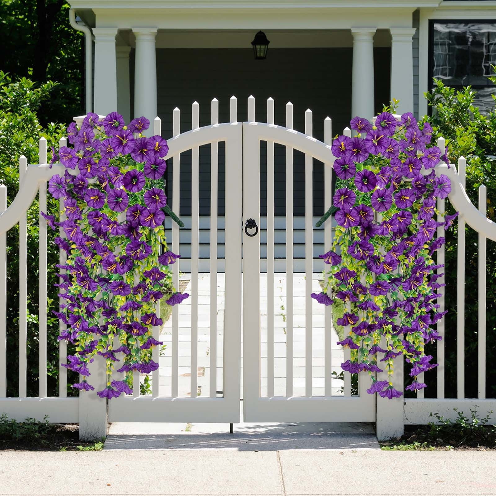 6pcs Artificial Hanging Morning Glory Flowers, Durable Silk Morning Glory Faux Flowers, Decoration for Garden, No Fade Plastic Flowers for Wedding Events, Suitable for Home Decor