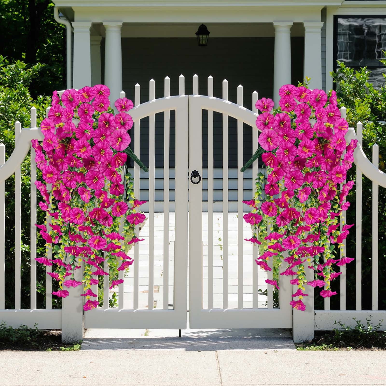6pcs Artificial Hanging Morning Glory Flowers, Durable Silk Morning Glory Faux Flowers, Decoration for Garden, No Fade Plastic Flowers for Wedding Events, Suitable for Home Decor