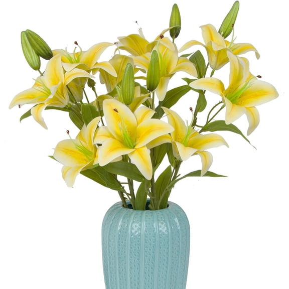 6pcs Artificial Lily Flowers,23 Inch Long Stem Tiger Lily Branch with 2 Full Blooms and 1 Bud, Latex Real Touch Lilium Flower for Home Décor Centerpiece Wedding Bouquet,Pink