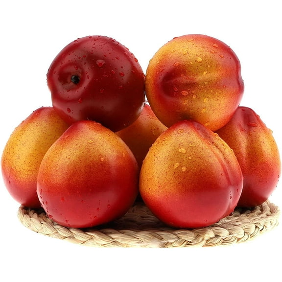6pcs Artificial Peach Fake Nectarine Fruit Decoration Home Party Kitchen Christmas Food Show Model
