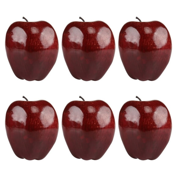 6pcs Artificial Red Apples Fake Fruit House Kitchen Party Decoration, Faux Big Red Apples