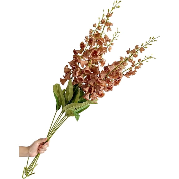 6pcs Artificial Silk Convallaria Majalis Lily Orchid Flower Bouquet Realistic Stems Arrangement DIY Faux Shrubs Plants for Corsage Boutonniere Wreath Home Party Decor (Brown),Brown