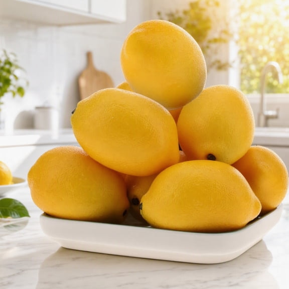 6pcs Artificial Yellow Lemons, Realistic Fake Fruit for Summer Party, Kitchen Decoration