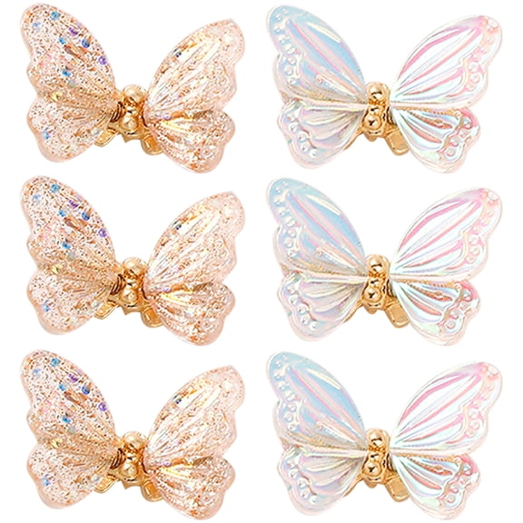 6pcs Aurora Magic Resin Nail Drill with spring dancing butterfly nail accessories - style:style4;