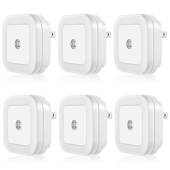 6pcs Auto Light Sensor LED Room Night Light Smart Plug in Wall Lamp for Home Bedroom Kitchen