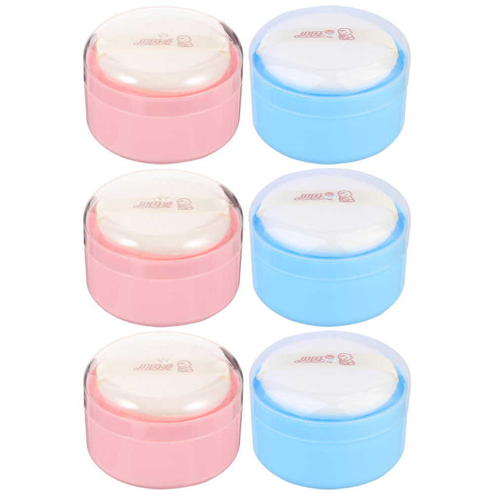 6pcs Baby Body Powder Box with Powder Puff Portable Empty Powder Puff