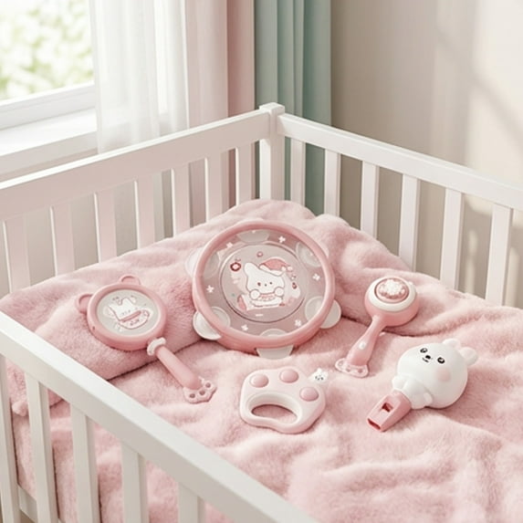 6pcs Baby Rattles Teething Toys for Baby 3-6 Months, Newborn Infant Teethers Baby Toys 6-12 Months, Montessori Baby Easter Basket Stuffers Gifts, Unisex