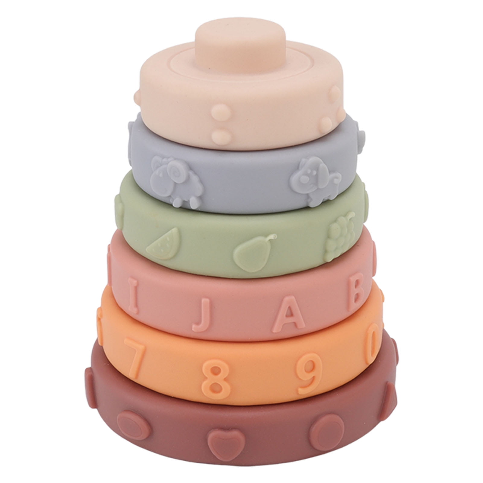 6pcs Baby Stacking Nesting Circle Toy Toddlers Soft Building Ring