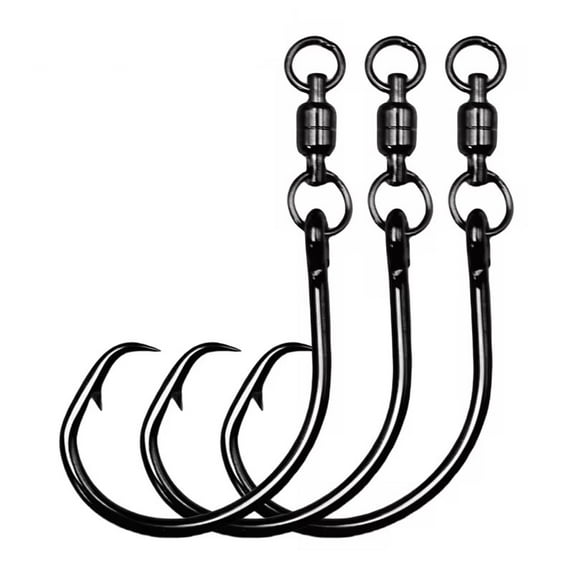 6pcs/Bag Circle Hooks With Swivel Ring 6/0# 8/0# 10/0# Anti-tangling Sea Fishing Hooks Fishhook Swivel Set Tackle