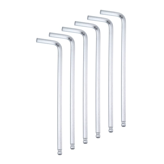 6pcs Ball End Hex Key Wrench 4mm Cr-V L-Shape Hexagon Wrenches Silver