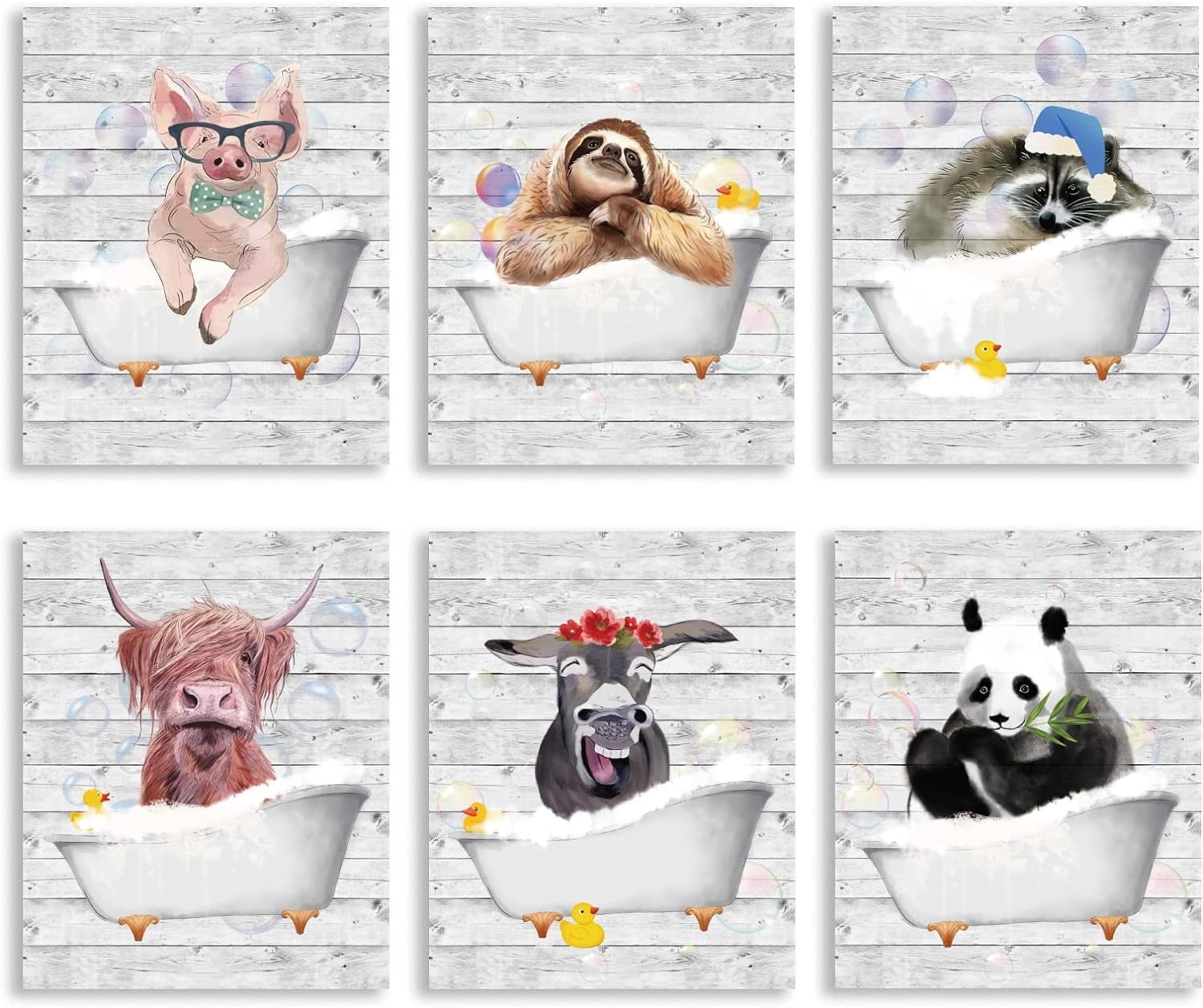 Animals In Bathtub Artnull