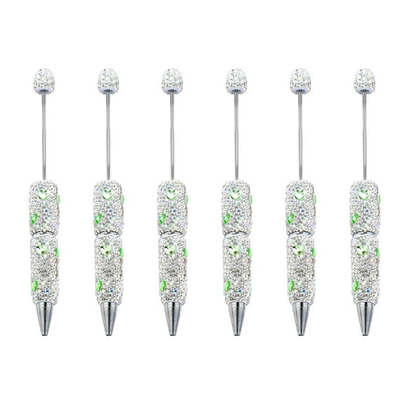 6pcs Beadable Pen Glittering Ballpoint Pen Writing Pen Rhinestones Fancy Pen