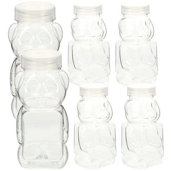 6-Pack Bear-Shaped Honey Bottles with Transparent Candy Storage Containers for Kitchen and Party Use