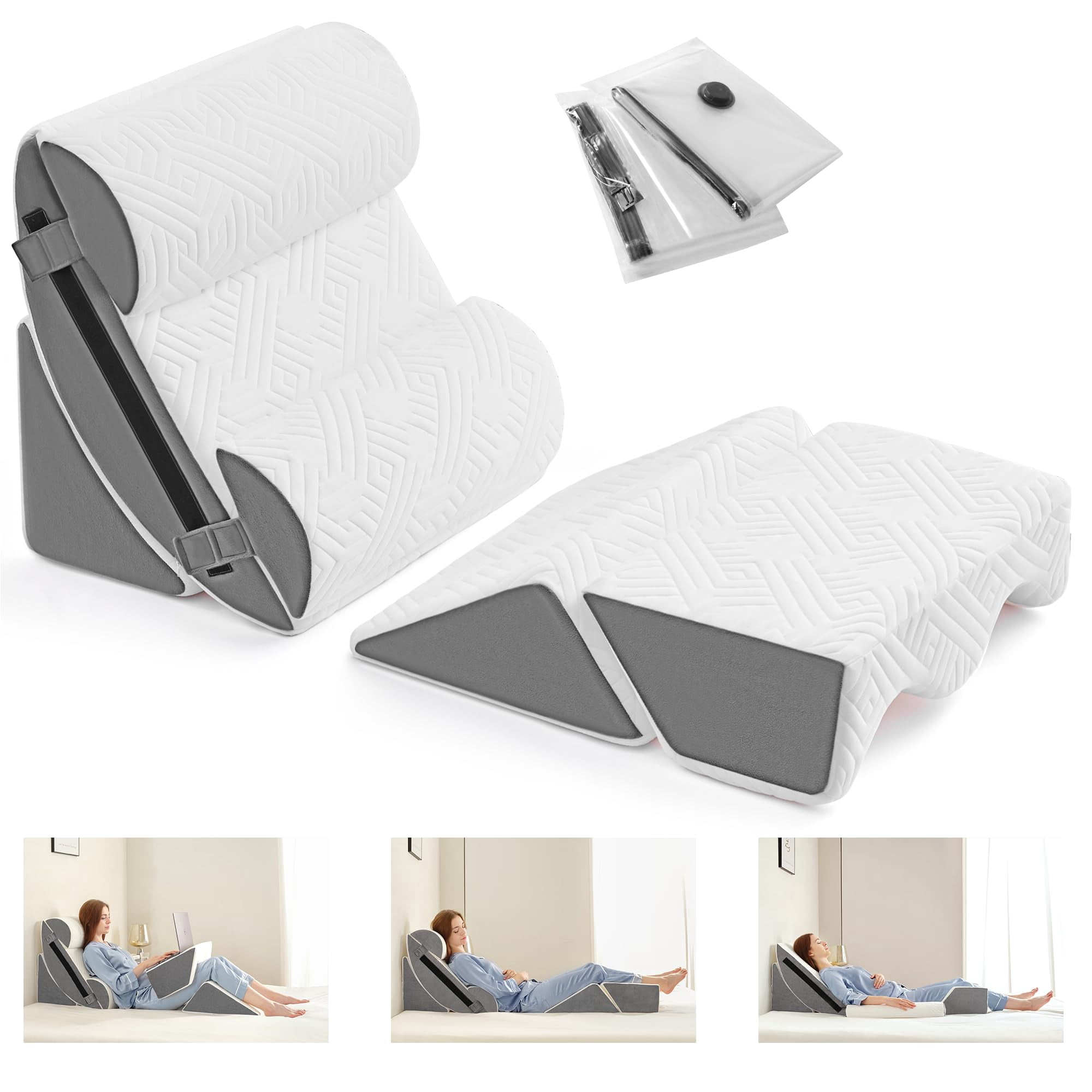 6pcs Bed Wedge Pillow Set For  Memory Foam Sleeping And Leg Comfortable & Adjustable Support Pillows-anti