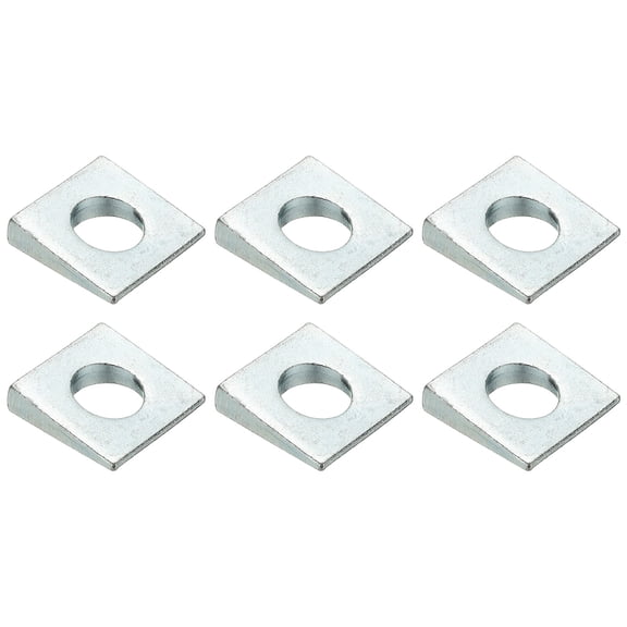 6pcs Beveled Square Washers, 18x40mm Square Beveled Washers Bearing Strut Plate Flat Pad Spacer Carbon Steel for 20mm Bolts Wedge Shim Leveling Fastener Nut Bolt Gasket, Silver