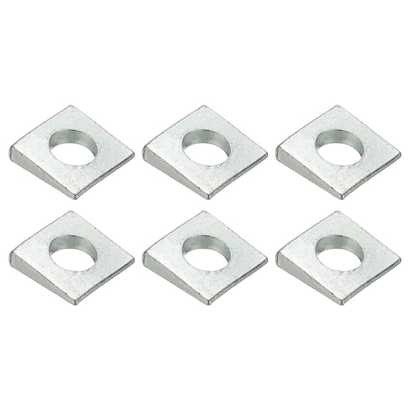 6pcs Beveled Square Washers, M10x22mm Square Beveled Washers Bearing Strut Plate Flat Pad Spacer Carbon Steel for 10mm Bolts Wedge Shim Leveling Fastener Nut Bolt Gasket, Silver