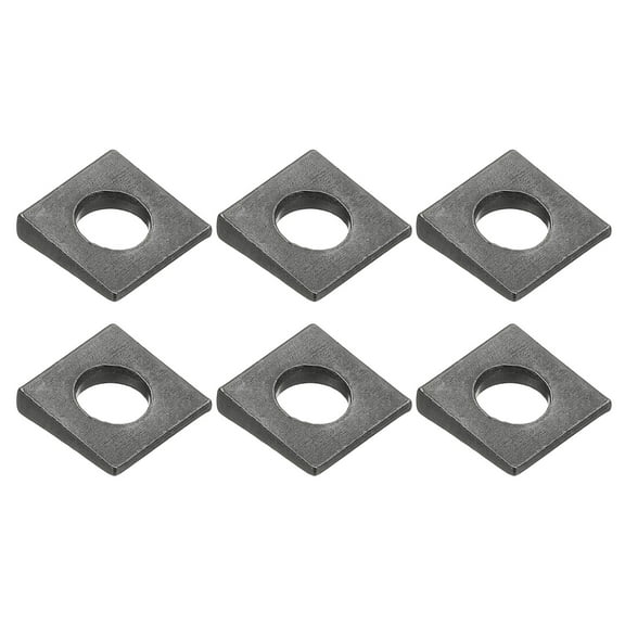 6pcs Beveled Square Washers, M10x22mm Square Beveled Washers Bearing Strut Plate Flat Pad Spacer Carbon Steel for 10mm Bolts Wedge Shim Leveling Fastener Nut Bolt Gasket, Black