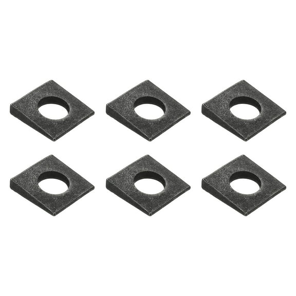 6pcs Beveled Square Washers, M18x40mm Square Beveled Washers Bearing Strut Plate Flat Pad Spacer Carbon Steel for 18mm Bolts Wedge Shim Leveling Fastener Nut Bolt Gasket, Black