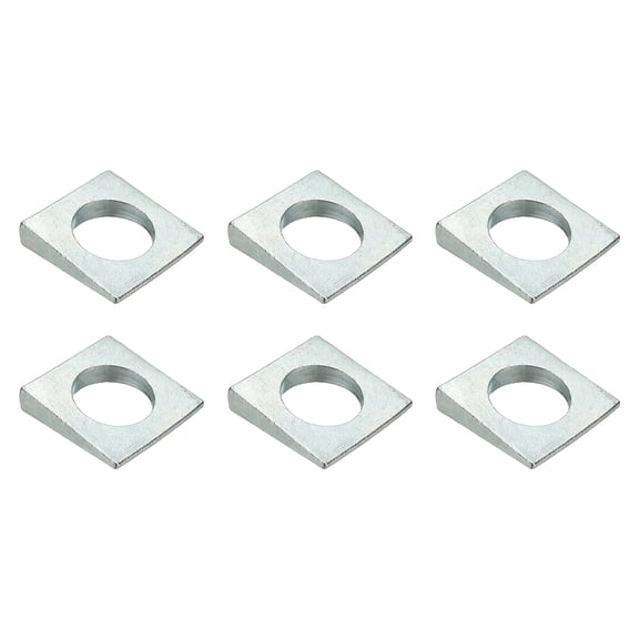 6pcs Beveled Square Washers, M27x50mm Square Beveled Washers Bearing Strut Plate Flat Pad Spacer Carbon Steel for 27mm Bolts Wedge Shim Leveling Fastener Nut Bolt Gasket, Silver