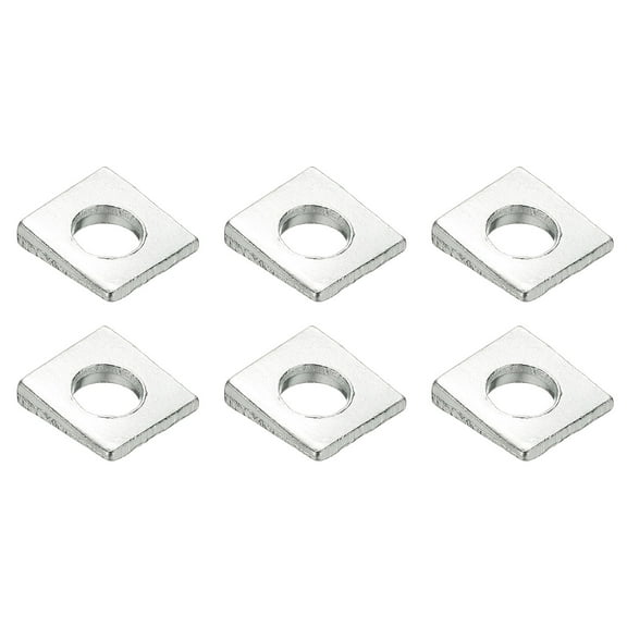 6pcs Beveled Square Washers, M8x18mm Square Beveled Washers Bearing Strut Plate Flat Pad Spacer Carbon Steel for 8mm Bolts Wedge Shim Leveling Fastener Nut Bolt Gasket, Silver