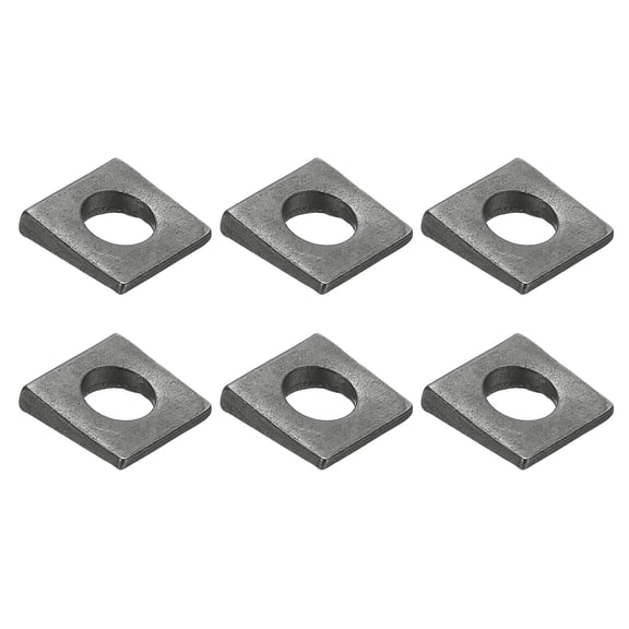 6pcs Beveled Square Washers, M8x18mm Square Beveled Washers Bearing Strut Plate Flat Pad Spacer Carbon Steel for 8mm Bolts Wedge Shim Leveling Fastener Nut Bolt Gasket, Black