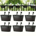 thumbnail image 1 of 6pcs Black Metal Iron Hanging Flower Pots For Hanging Buckets And Flower Pots On Railings And Fences In Rural Style Windows With Detachable Hooks, 1 of 9
