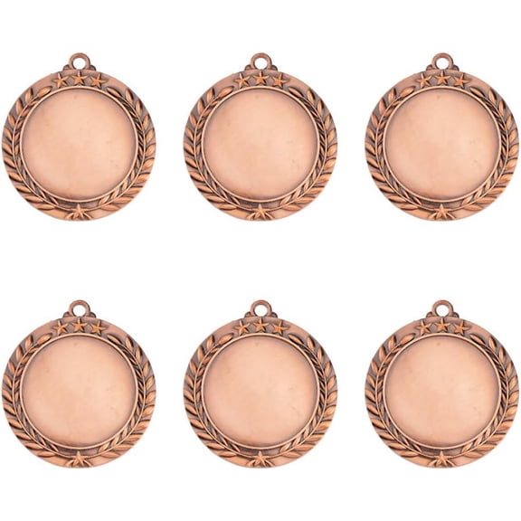 6pcs Blank Award Medals 1.71inch Flat Round Bronze Medal Group Red Copper Medals Award Gift Make Your Own Medals Alloy Medals Pendant Cabochons Settings for Competitions Sports Meeting Red Copper