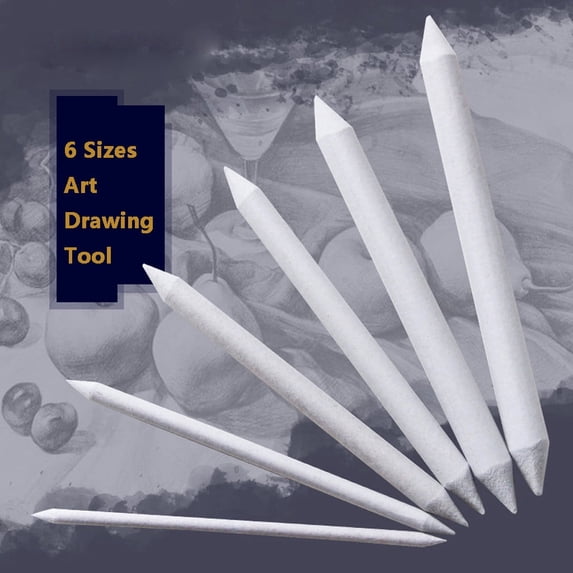 6pcs Blending Smudge Tortillon Stump Set for Sketching, Drawing, and Pastel Art, Sharpenable Rice Paper Art Tools in 6 Sizes for Artists, Students, and Hobbyists