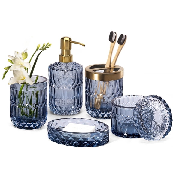 6pcs Blue Bathroom Accessories Set 6-piece Complete Organization Solution