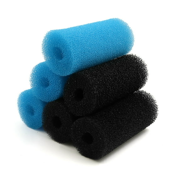 6pcs Blue Black 2.6inch Dia Cylinder Aquarium PreFilter Sponge Filter Cartridges