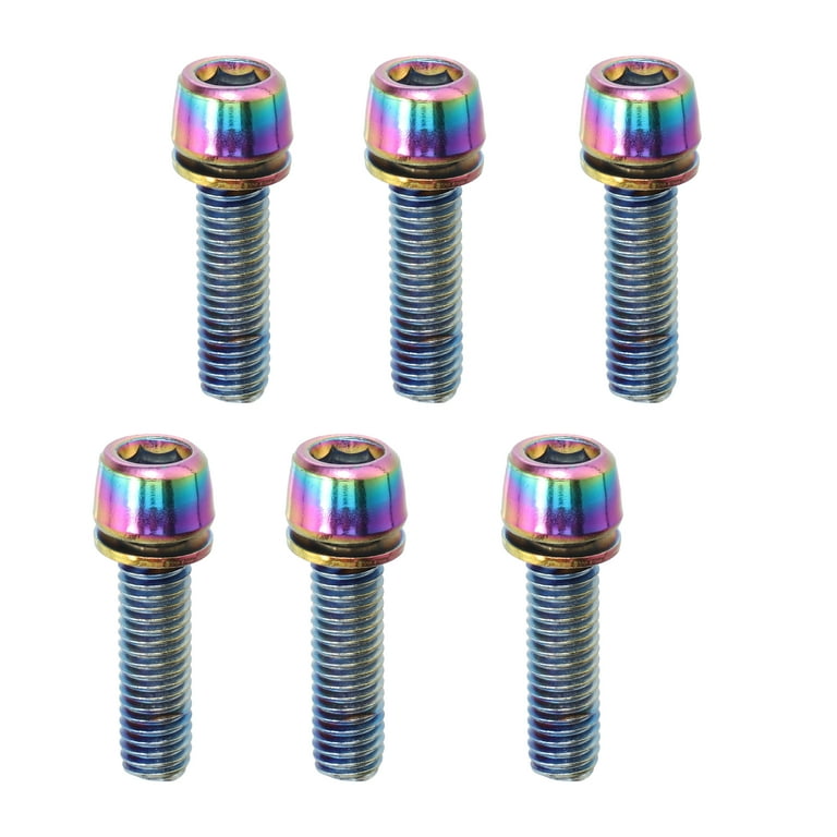 6pcs Bolts Screw with Washers for BMX MTB Road Bike Bicycle Stem Bolts Screw Alloy Steel M5x18mm Multicolor
