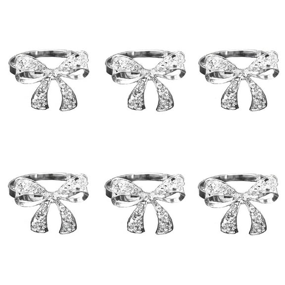 6pcs Bow Napkin Ring Holder Metal Serviette Buckles for Wedding Party Holiday