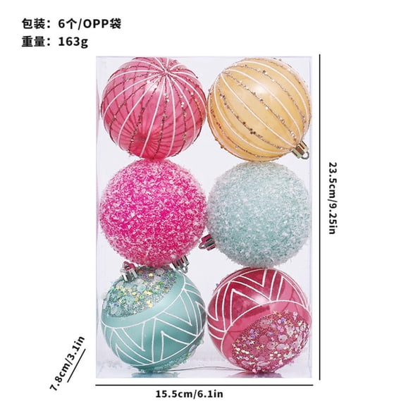 6pcs/Box European-Style Painted Christmas Ball Set 8cm Decoration Ball For Christmas Party Weddings Birthdays Home Hanging Pendant Ornaments