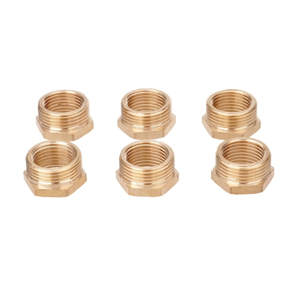 6pcs Brass Bushing Reducer Adapter 3/4inch Male Thread to 1/2inch Female Thread Pipe Fitting Hoses Tube Atapter