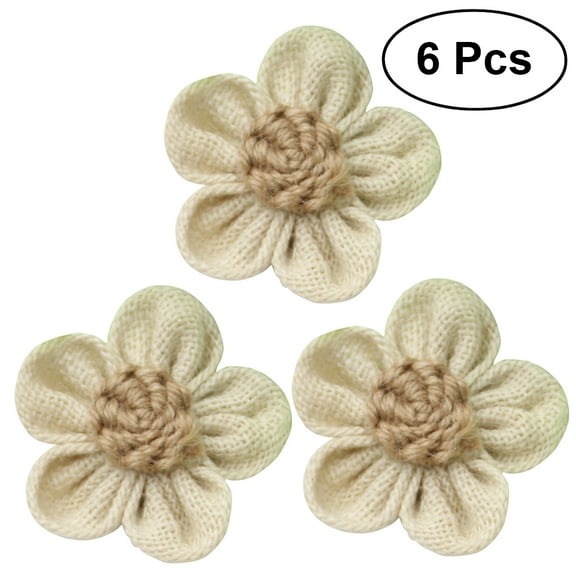 6pcs Burlap Lace Flowers Jute Rose for DIY Craft Making Wedding Party Decorations (B)