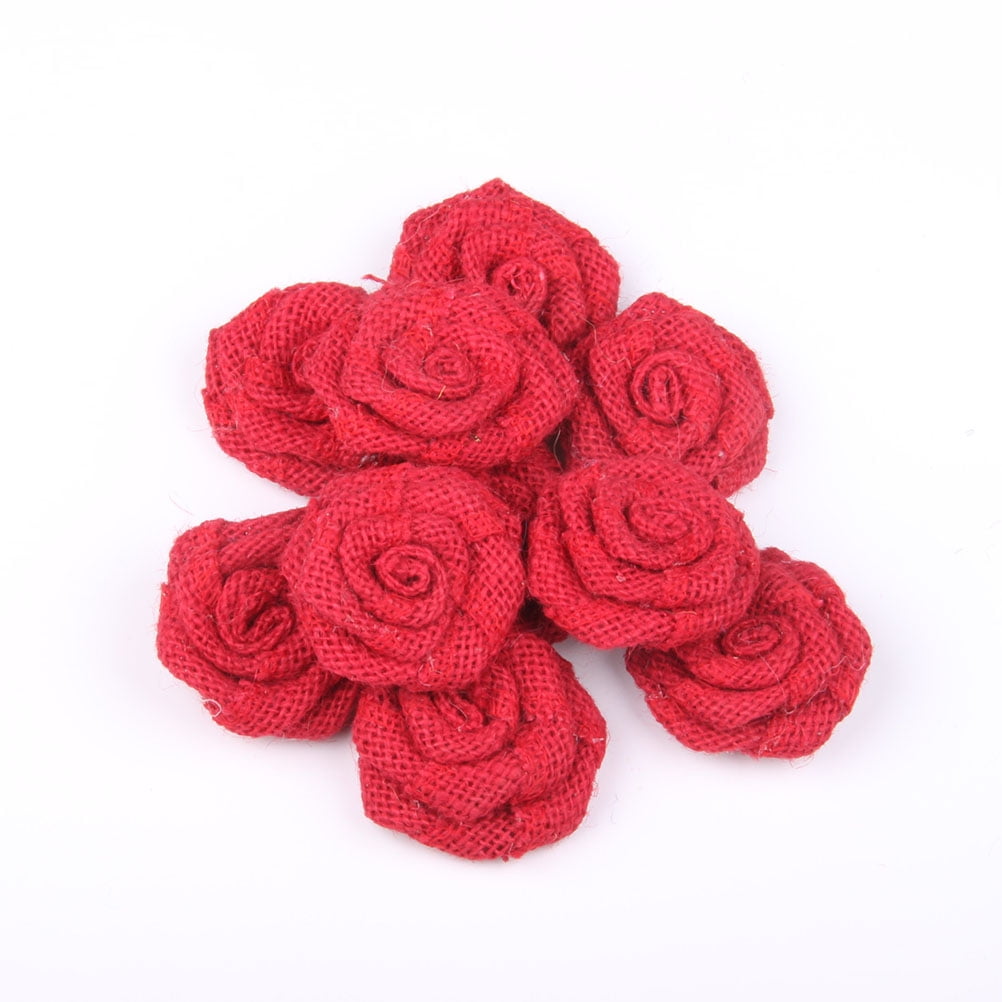 Jute Burlap Flowers for Crafts, Handmade Artificial Roses for DIY Décor (3  In, 12 Pack)