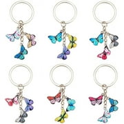 6pcs Butterfly Keychains Alloy Enamel Pendant Keychain Colorful Butterfly Pendant Keyrings Handbag Charm Accessories Keychain for Purse Car Key Phone Backpack Decorations