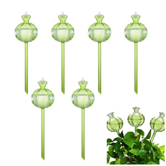6pcs Cactus Shaped Plant Watering Balls - Automatic Drip Watering Devices, Plastic Material, Decorative & Functional for Home Garden(Green)