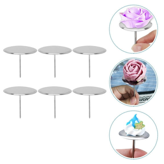 6pcs Cake Flower Decorating Nails Cake Cupcake Baking Flower Stainless Steel Nail Sticks