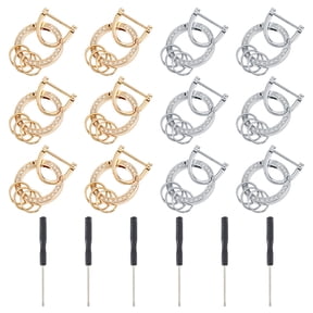6pcs Car Key Chain Spring O Rings Rhinestone Gate Ring Platinum Light Gold Alloy Round Carabiner with D Ring for Purse Wallet Car Keychains DIY