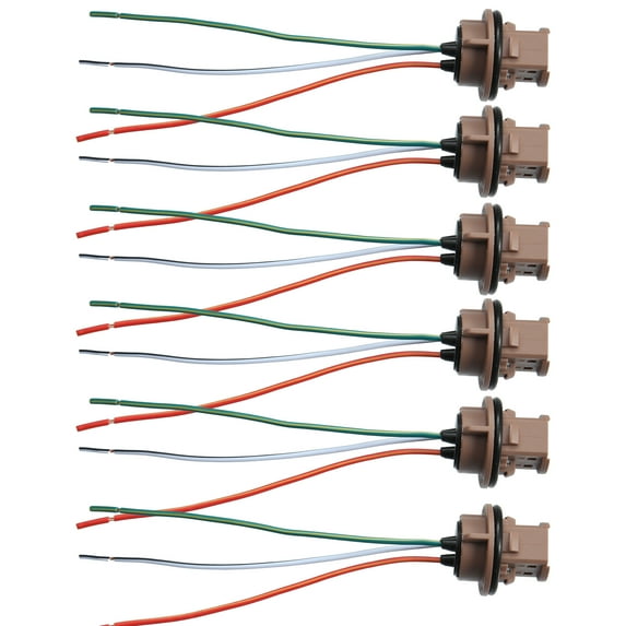 6pcs Car LED Headlight Turn Signal Light Retrofit 7443 T20 Pigtail Socket Wire Wiring Harness Adapter Connector