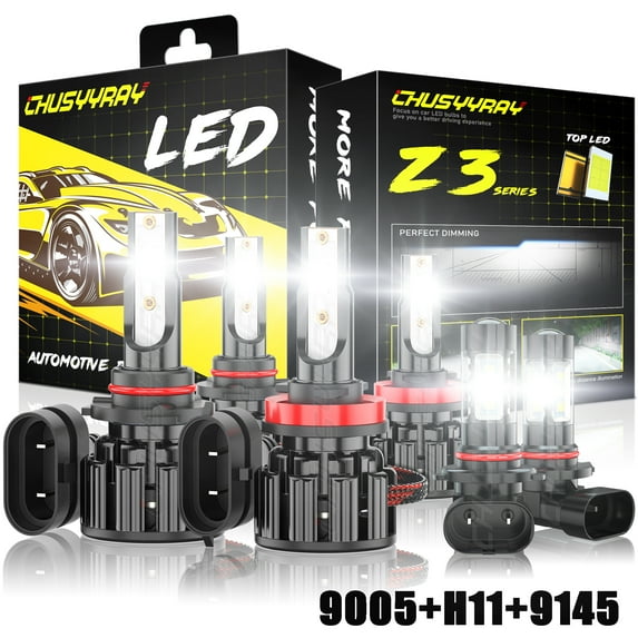 6pcs Car Light Bulb Combo 9005 H11 9145 LED Headlight Hi/Lo+Fog Light For Toyota Tundra 2007-2012