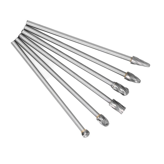 6pcs Carbide Burrs Set Lengthen Tungsten Steel Solid Rotate Cylinder Head Porting Kit for Woodworking Drilling Carving