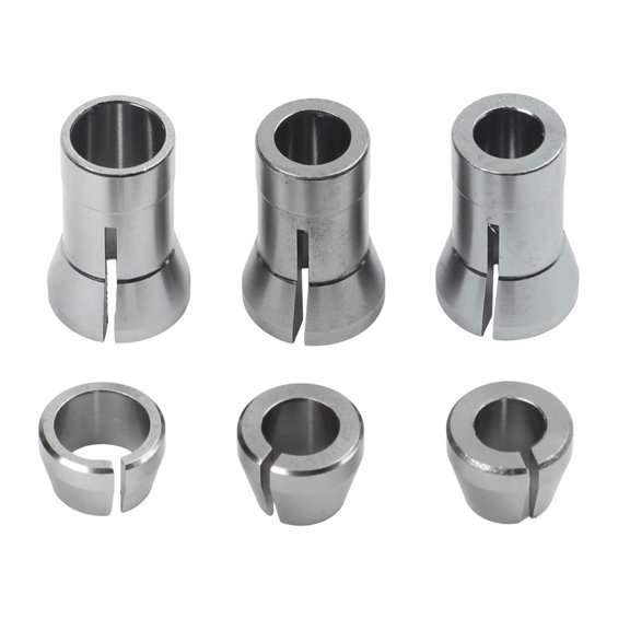 6pcs Carbon Steel Collet Adapter 6mm 6.35mm 8mm for Wood Router and Engraving Machine with Split Bushing Conversion Function