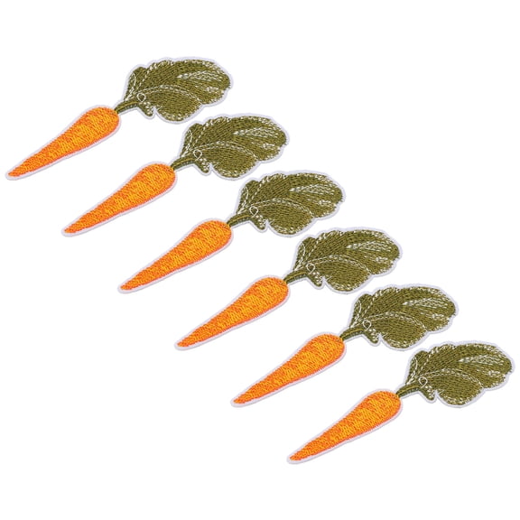6pcs Carrot Pattern Patches for DIY Clothing Repair and Decoration - 3.9 inches / 10 cm Back Hot Glue Cotton Embroidered Applique Patch Set for Jackets Backpacks Hats Jeans and Shirts